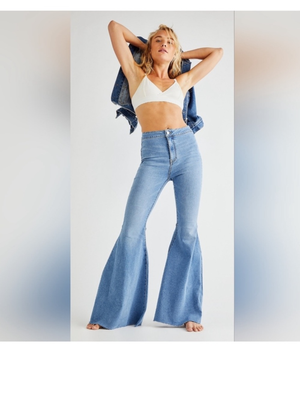 Free People Light Blue High-Rise Flare Jeans